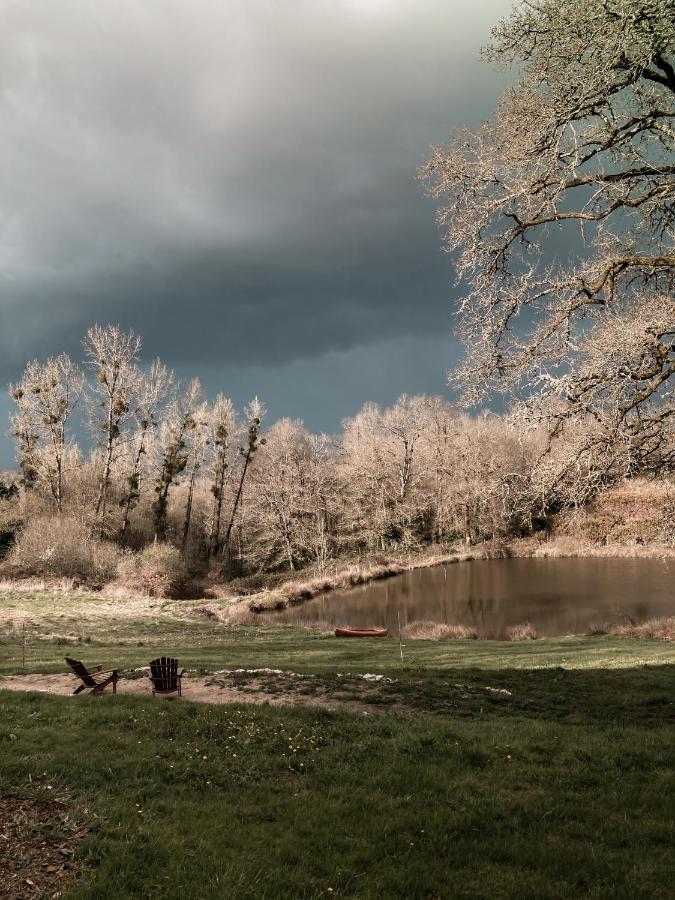 La Ferme Du Pont De Maumy, Cabane Au Bord De L'Etang Et Bain Nordique Busserolles Eksteriør billede